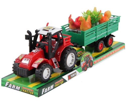 Traktor z przyczepą i kurami, Trifox