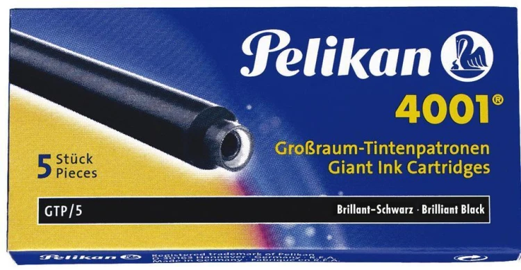 Naboje atramentowe długie 5szt czarne, PELIKAN