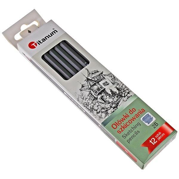 Ołówki do szkicowania 2B 12szt, Titanum
