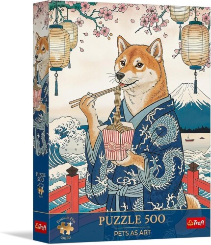 Puzzle 500 Pets as Art: Makaronowa medytacja Shiby