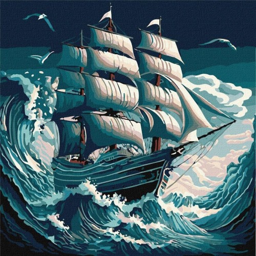 Malowania po numerach - Sztorm na morzu 40x40cm