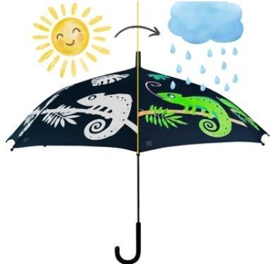 Parasolka zmieniająca kolor w deszczu kamelon