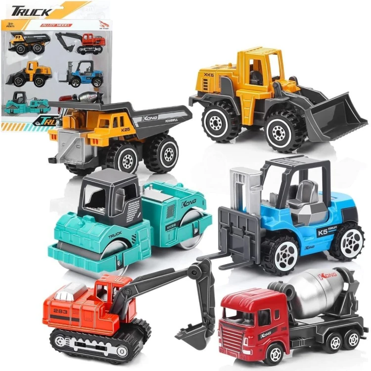 Zestaw pojazdów budowlanych metalowch 6szt, Trifox