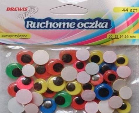 Ruchome oczka kolorowe 44szt, Brewis