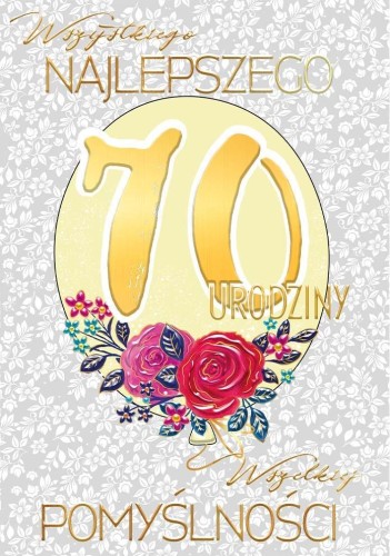 Karnet A5 Urodziny 70 - Balon glamour