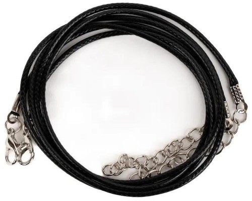 Sznurek do naszyjników z zapięciem czarny 2szt