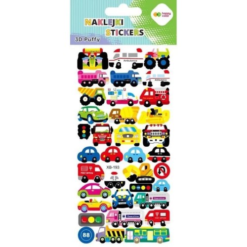 Naklejki 3D Puffy Cars Vehicles HAPPY COLOR, GDD