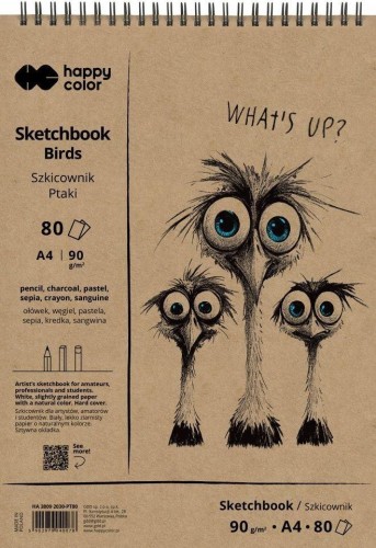 Szkicownik na spirali A4/80K Ptaki HAPPY COLOR