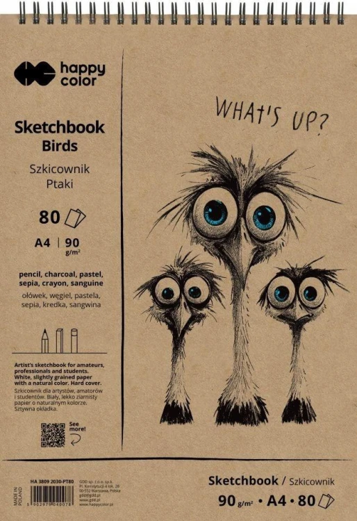 Szkicownik na spirali A4/80K Ptaki HAPPY COLOR