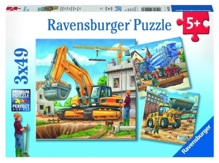 Puzzle 3x49 Duże pojazdy budowlane, Ravensburger