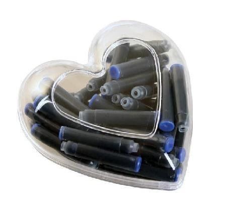 Naboje do piór niebieskie 50 sztuk Serce, Cresco
