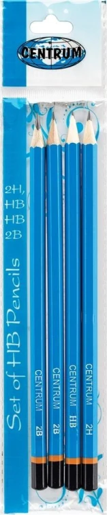 Zestaw 4 ołówków 2H, 2B, HB, HB, Centrum