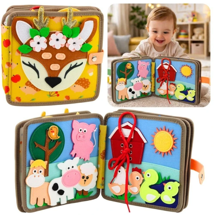 Książeczka edukacyjna sensoryczna jelonek