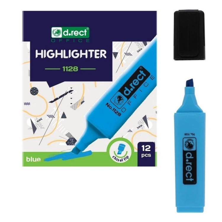 Zakreślacz 1128 niebieski (12szt) D.RECT, LEVIATAN