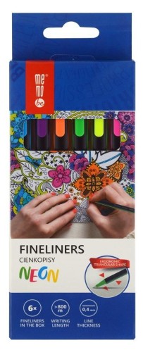Cienkopisy neon 0,4mm 6 kolorów MemoBe, MemoBe