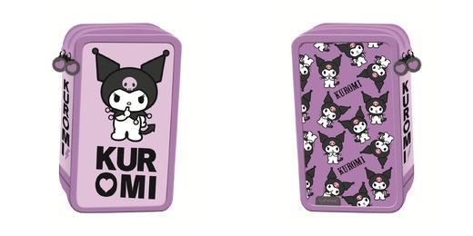 Piórnik potrójny z wyposażeniem Kuromi violet