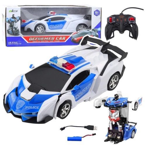 Auto robot 2W1 radiowóz policyjny R/C 1:18