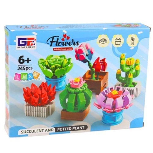 Klocki konstrukcyjne kwiaty w doniczkach 245el.