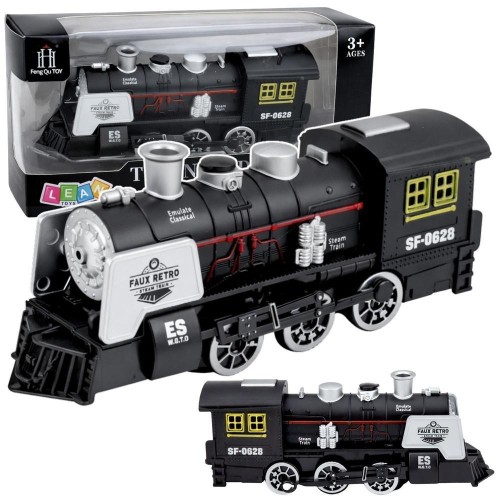 Lokomotywa klasyczna światło, dźwięk, dym czarna