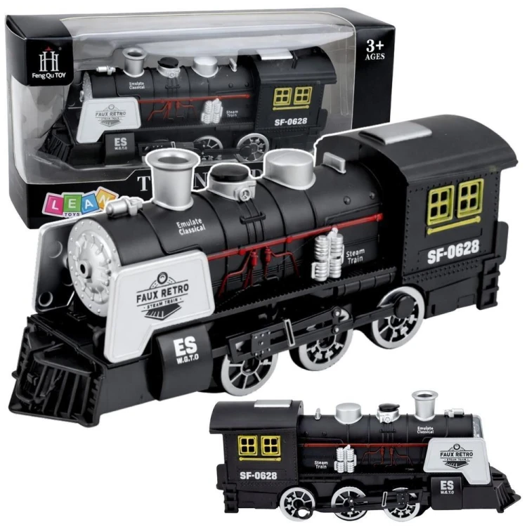 Lokomotywa klasyczna światło, dźwięk, dym czarna