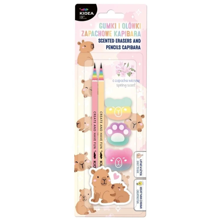 Zapachowe gumki i ołówki Kapibara KIDEA, DERFORM