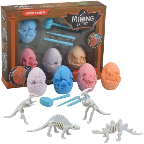 Wykopaliska paleontolog kolorowe jaja 4szt, Trifox