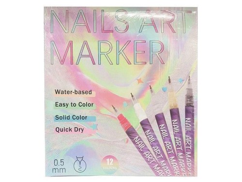 Flamastry do malowania paznokci 12 kolorów, ADAR