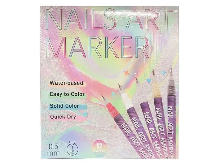 Flamastry do malowania paznokci 12 kolorów, ADAR