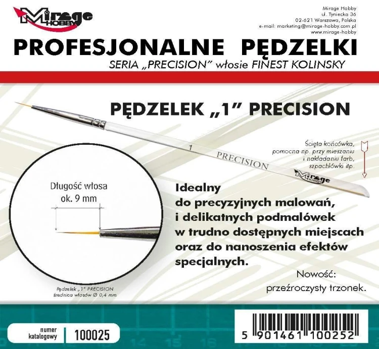 Pędzelek Precision Kolinsky 1, Mirage Hobby