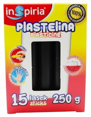 Plastelina czarna 15 lasek 250g, InSpiria
