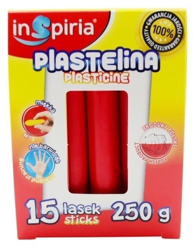 Plastelina czerwona 15 lasek 250g, InSpiria