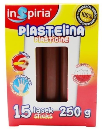 Plastelina brązowa 15 lasek 250g, InSpiria