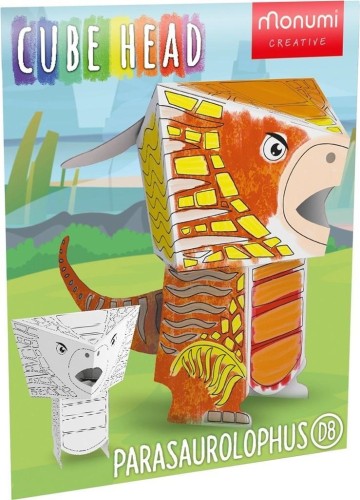 Cube head. Dino. Parazaurolof. Złóż i pokoloruj