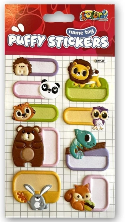 Naklejki Puffy Name Tag Animals PENMATE, Penmate