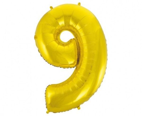 Balon foliowy B&C cyfra 9 złota 92cm