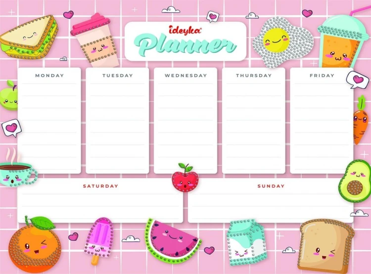 Planner magnetyczny z mozaiką diamentową 32x40cm