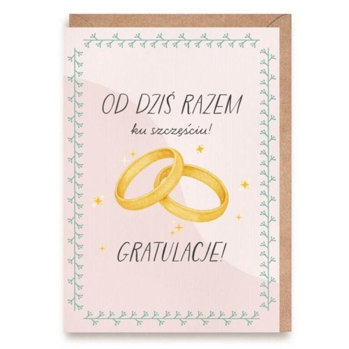 Kartka ślubna Obrączki, eko koperta
