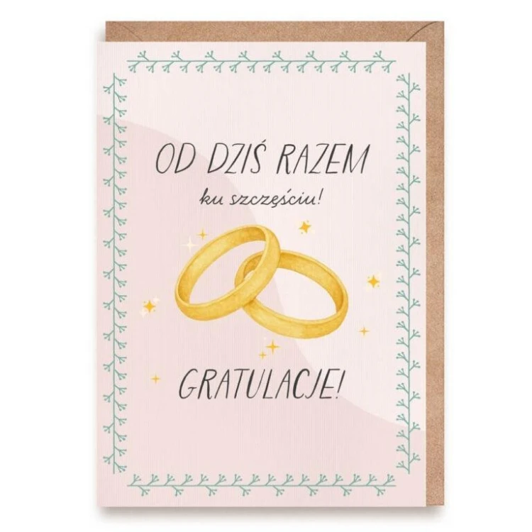 Kartka ślubna Obrączki, eko koperta