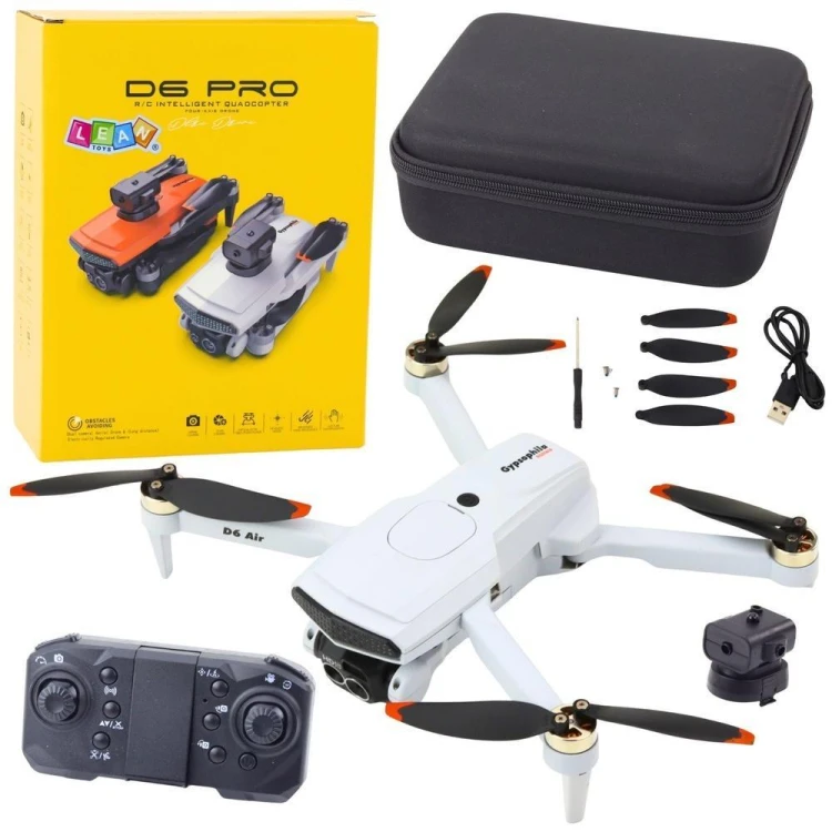 Dron D6 PRO kamera LED aplikacja jasnoszary