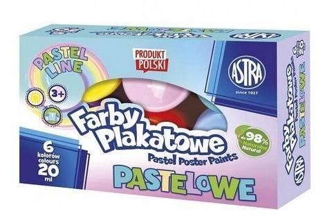 Farby plakatowe pastelowe 6kol 20ml ASTRA, Astra