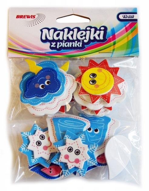Naklejki z pianki z brokatem pogoda 18szt, Brewis