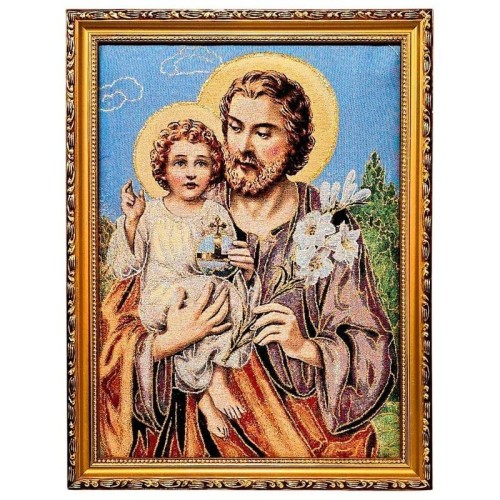 Obraz Haftowany Św. Józef z dzieciątkiem 42x32cm