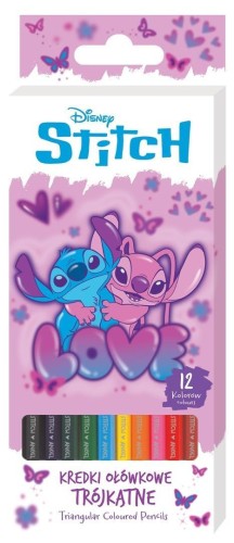 Kreki ołówkowe trójkątne Stitch Pink 12 kolorów