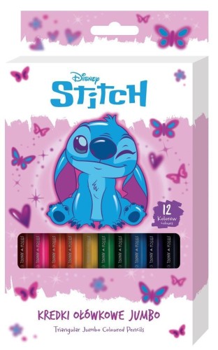 Kredki ołówkowe trójkątne Jumbo Stitch 12 kolorów