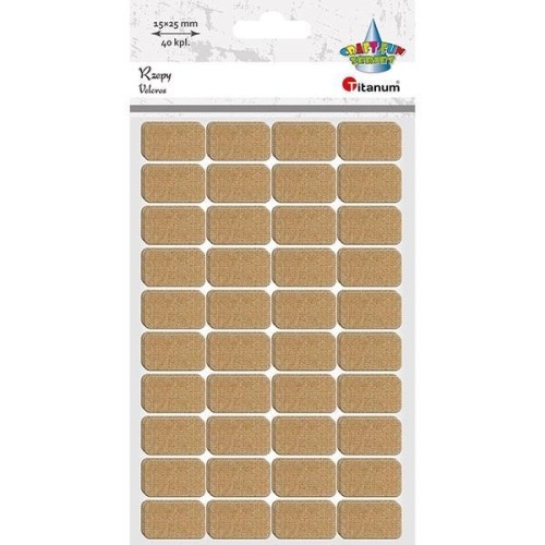 Rzepy samoprzylepne beżowe 15x25mm 40kpl, Titanum