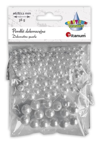Koraliki plastikowe perełki białe 36g, Titanum