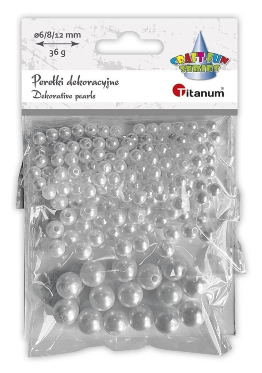 Koraliki plastikowe perełki białe 36g, Titanum