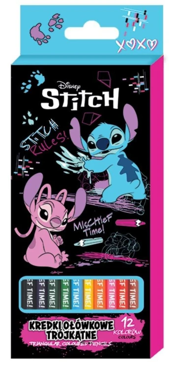 Kredki ołówkowe trójkątne Stitch Black 12 kolorów