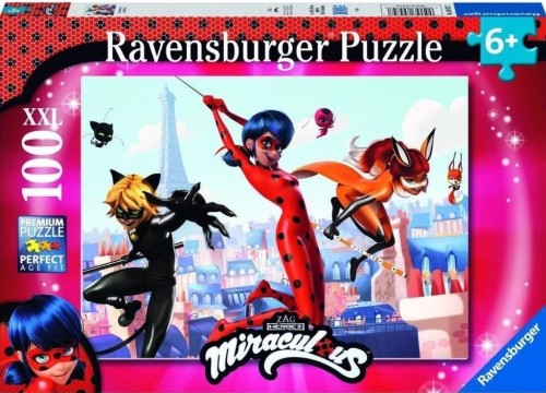 Puzzle XXL 100 Biedronka i czarny kot