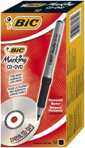 Marker Marking CD/DVD czarny (12szt) BIC, BIC
